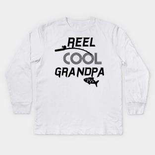 Funny Fishing Shirts for Men - Reel Cool Grandpa T-Shirt Ideas for Grandpa Papa Kids Long Sleeve T-Shirt